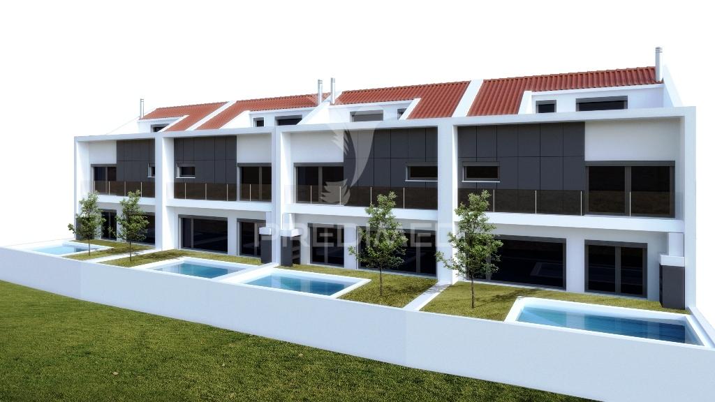 Moradia banda t4, c/piscina e cave p/parqueam. - alcochete