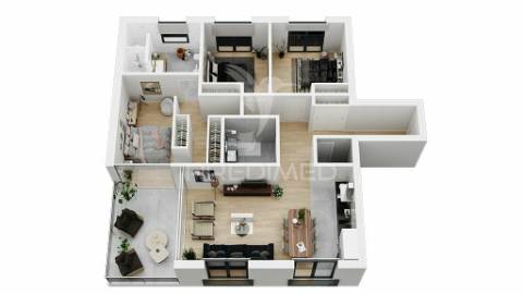 Apartamento t3 com varanda e vista mar