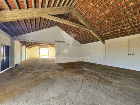 Moradia com dois armazéns e terreno