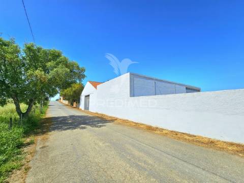 Moradia com dois armazéns e terreno