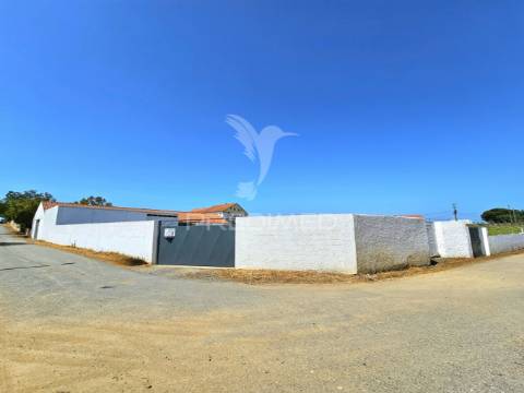 Moradia com dois armazéns e terreno