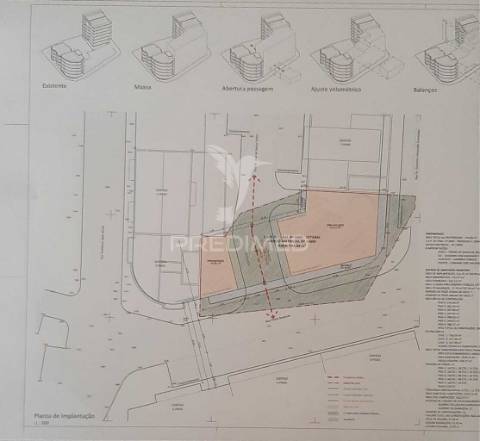 Terreno em zona central de setúbal, para construção de edifício de r/c e 5 andares c./ 3 andares para garagens.
