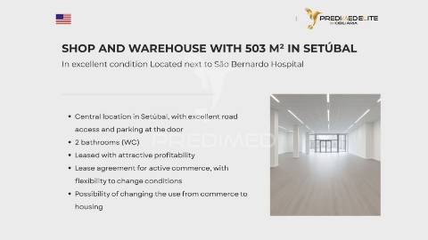 Armazem/loja com 503 mts2 para venda em setubal