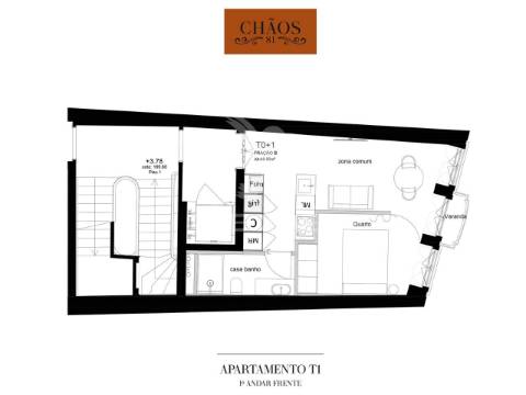 Apartamento t1 com varanda em prédio novo, no centro histórico de braga