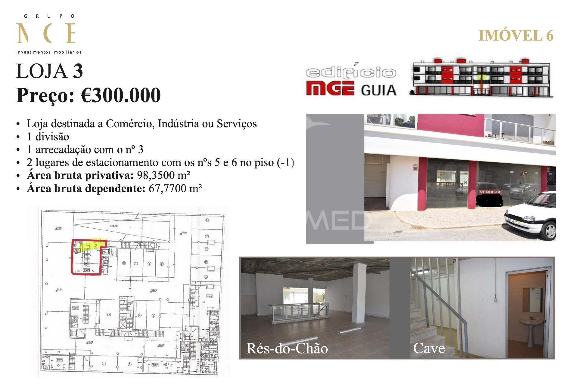 Loja destinada a comércio, indústria ou serviços no centro da guia