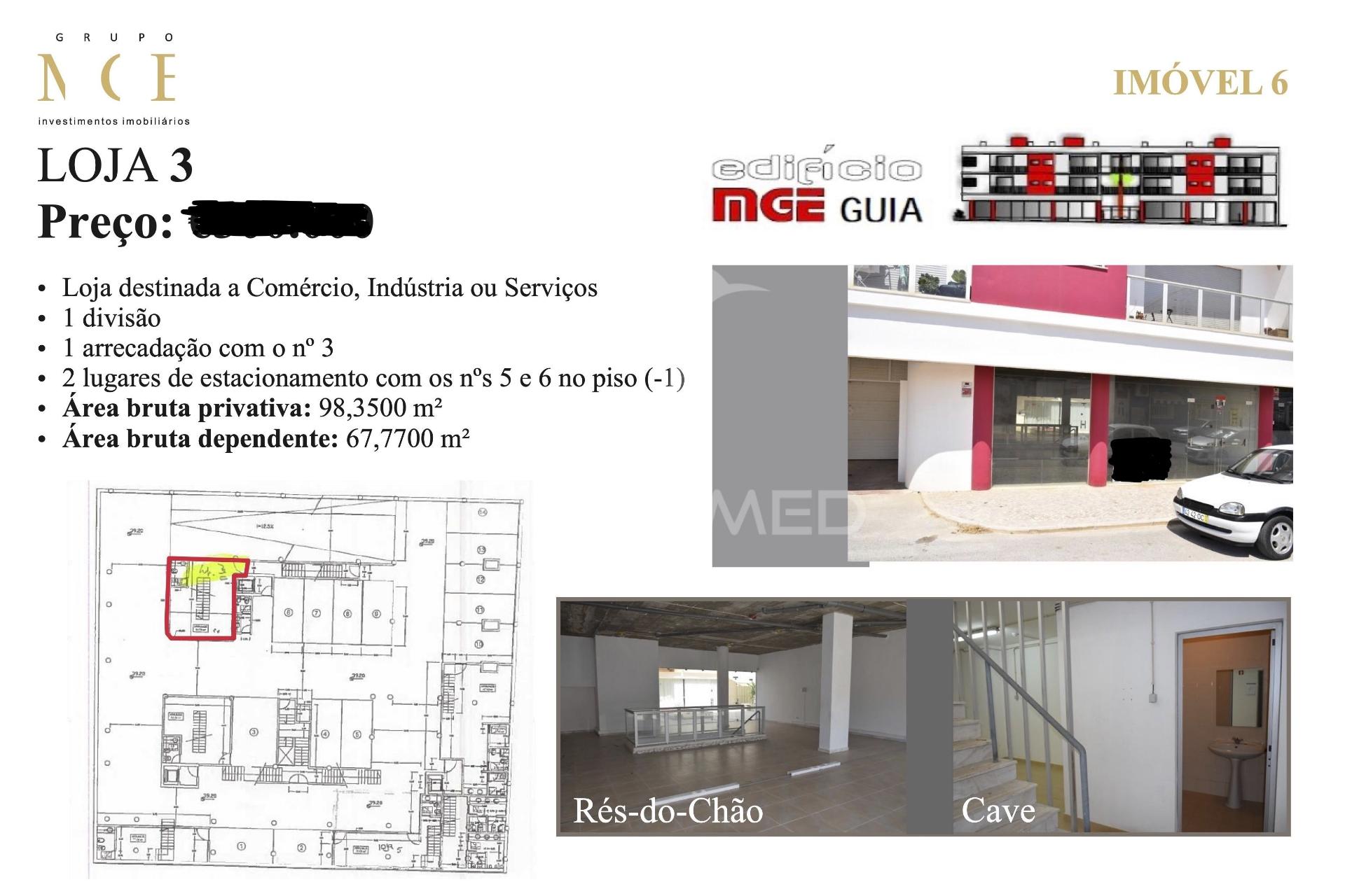 Loja destinada a comércio, indústria ou serviços no centro da guia