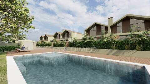 Moradias em construção de arquitetura escandinava em condomínio privado – fátima