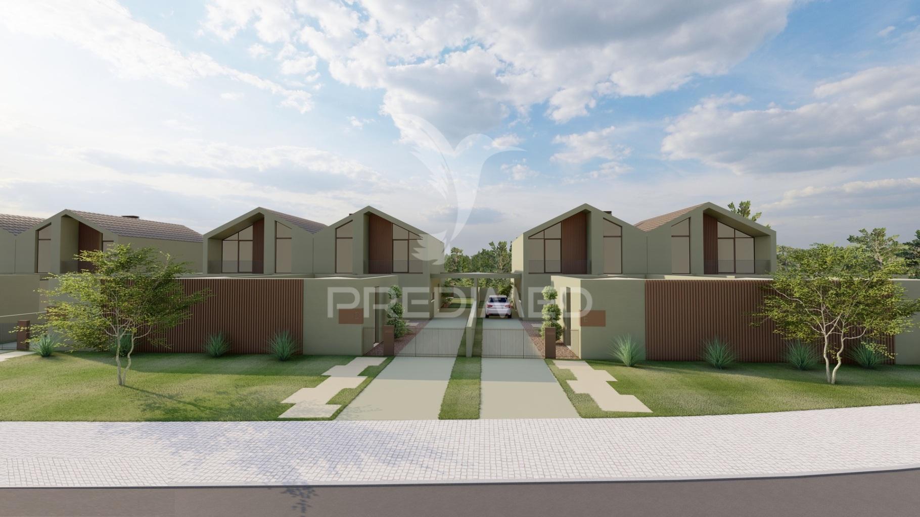 Moradias em construção de arquitetura escandinava em condomínio privado – fátima