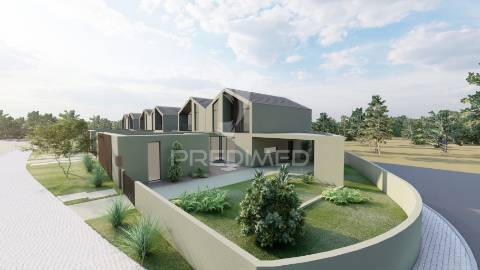 Moradias em construção de arquitetura escandinava em condomínio privado – fátima