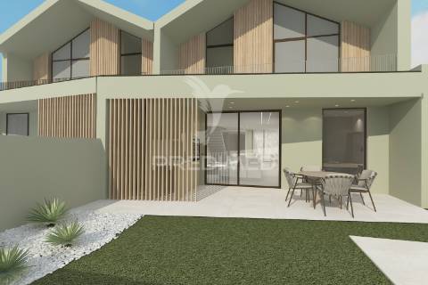 Moradias em construção de arquitetura escandinava em condomínio privado – fátima