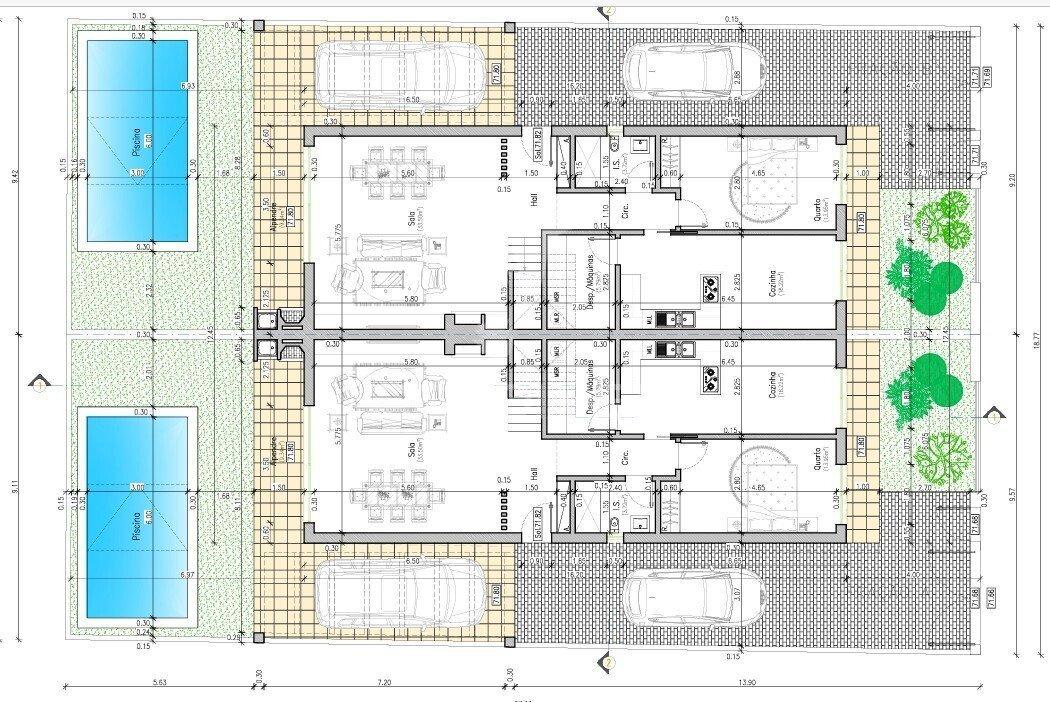 Moradia bi-familiar com piscina- 2 fracções t4