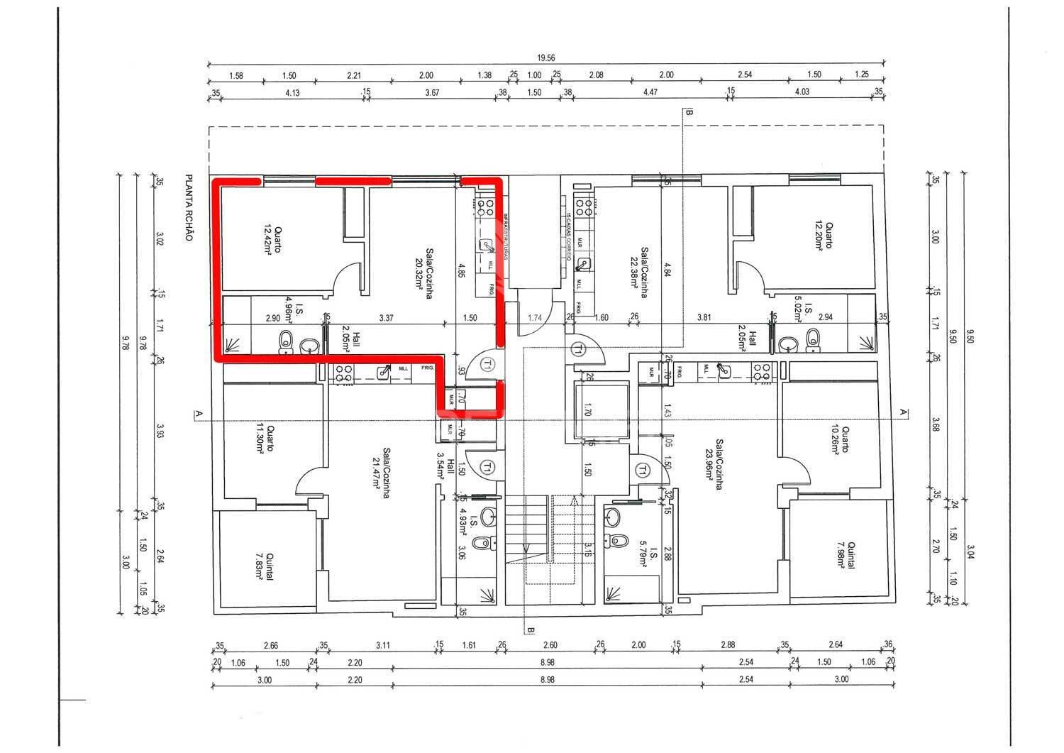 T1 num r/c de um edifício em construção, central - fracção b