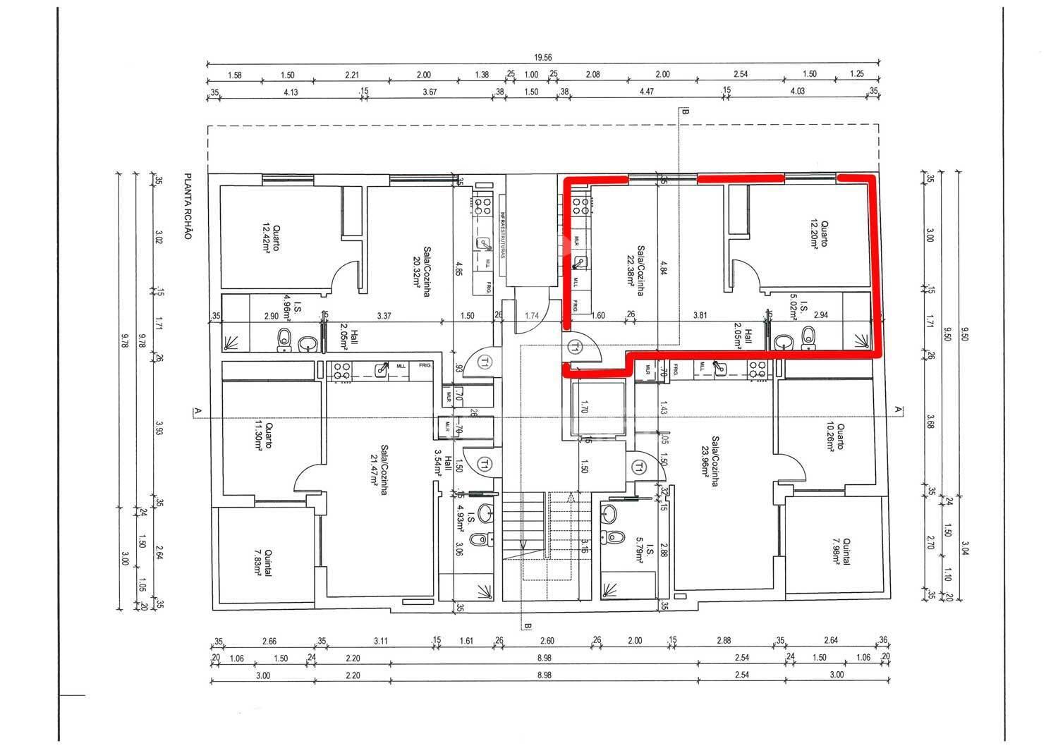 T1 num r/c de um edifício em construção, central - fracção c