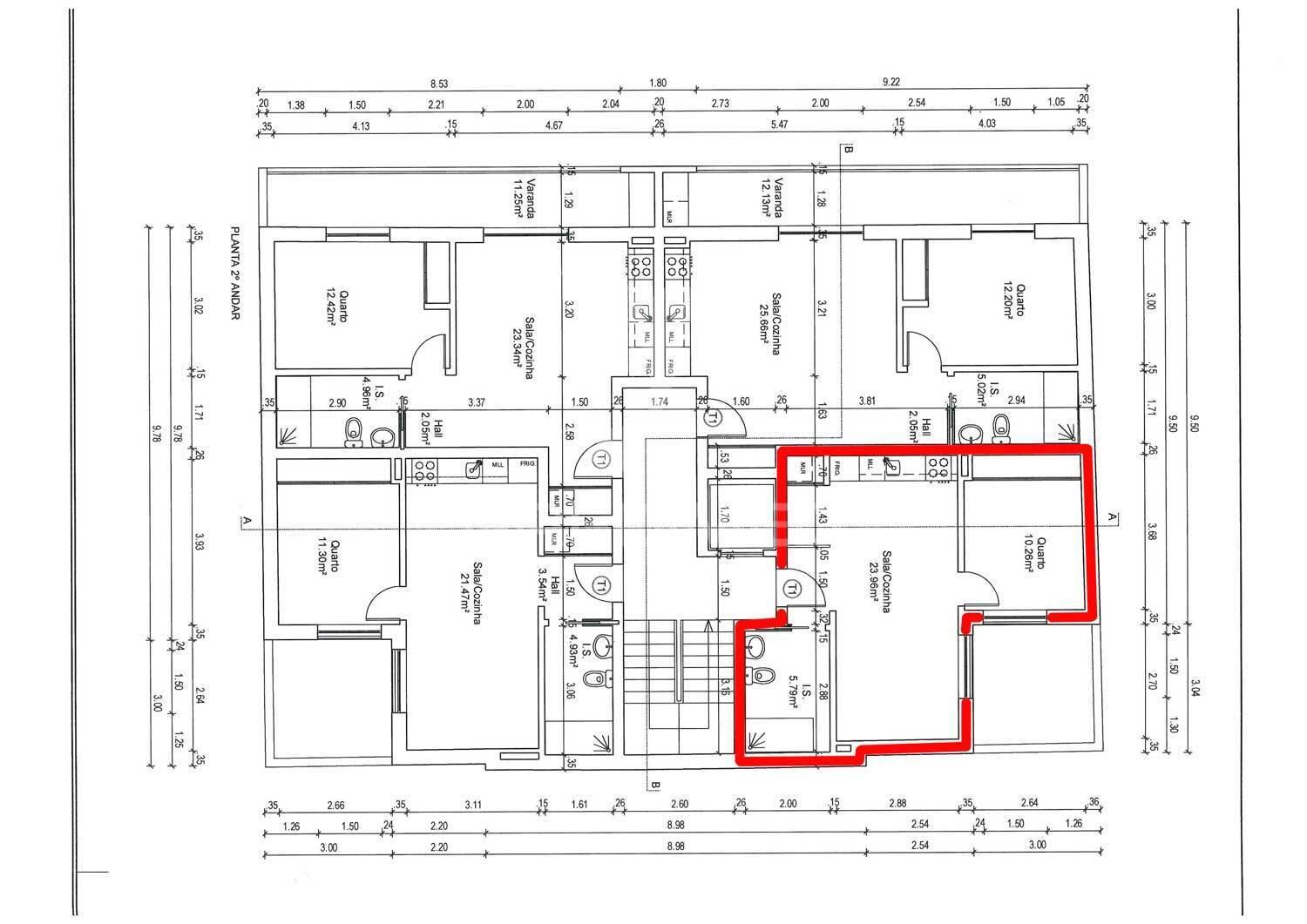 T1 num 1º andar, edifício em construção, central - fracção m