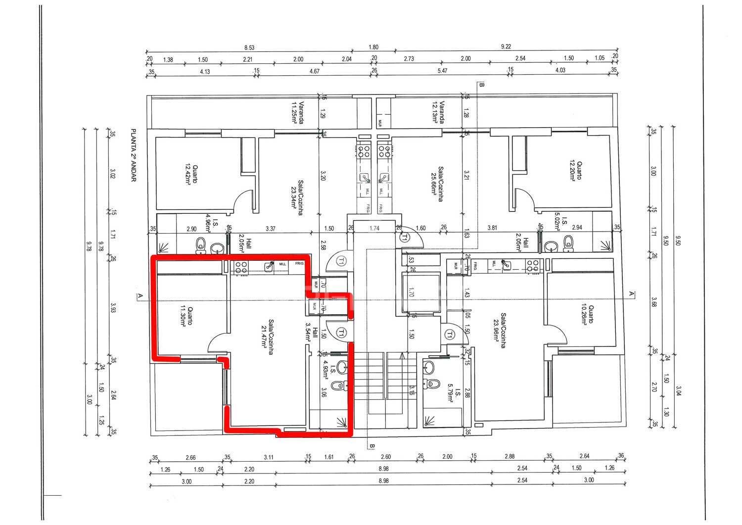 T1 num 1º andar, edifício em construção, central - fracção i