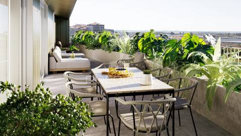 T2 contemporâneo com varanda e design funcional: o seu novo refúgio urbano