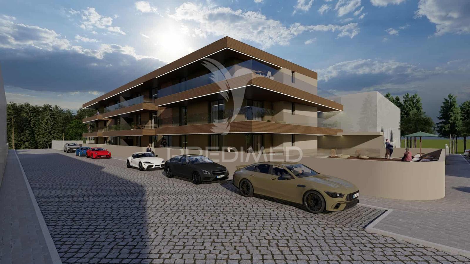 Apartamento t1 c/terraço - condomínio a 300m da praia,