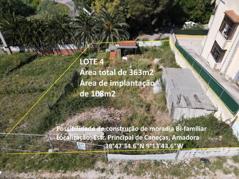 Terreno urbano para construção de moradia unifamiliar ou bi-familiar com 363m2 em A-da- Beja