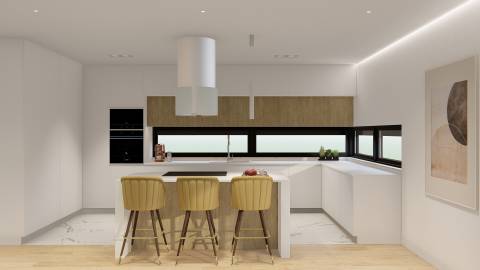 Moradia NOVA, isolada, construída num terreno com 318m2, com piscina e jardim em Famões, Odivelas.