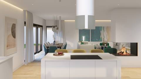 Moradia NOVA, isolada, construída num terreno com 318m2, com piscina e jardim em Famões, Odivelas.