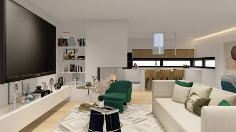 Moradia NOVA, isolada, construída num terreno com 318m2, com piscina e jardim em Famões, Odivelas.