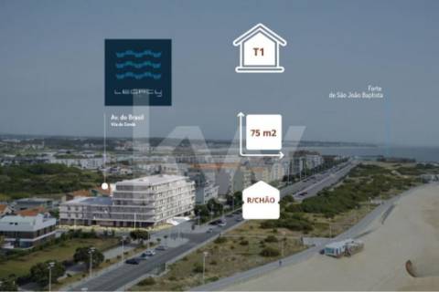Apartamento T1 na primeira linha da praia, entre pinhais, rio e mar | Vila do Conde