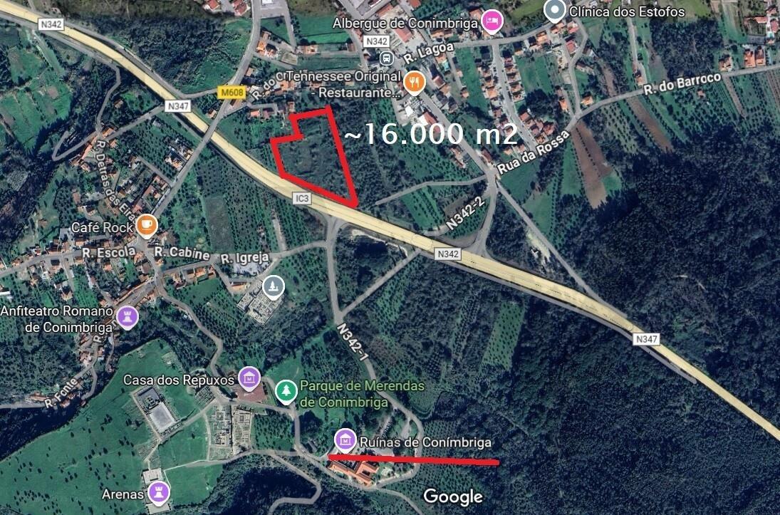 Terreno para construção, com quase 16.000m2 no IC 3 junto à entrada das Ruínas de Conimbriga
