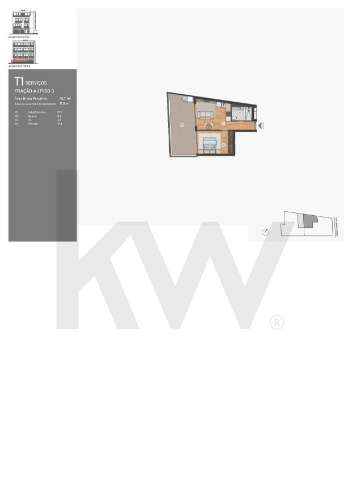 T1 kit com terraço a poente, no centro de Leça da Palmeira