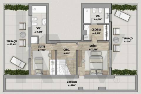 Apartamento T5 Duplex com 3 Suites, 3 varandas e garagem c/ 193 m², Porto