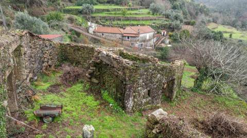 Ruínas com terreno em São Lourenço da Montaria, junto às cascatas do Rio Âncora