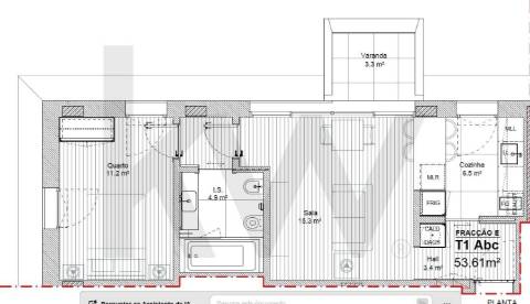 Apartamento T1 para arrendamento nos Jardins da Efanor com varanda e garagem box