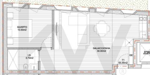 Apartamento T1 para arrendamento no Centro Porto