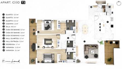 Apartamento T3 1ºAndar (J)