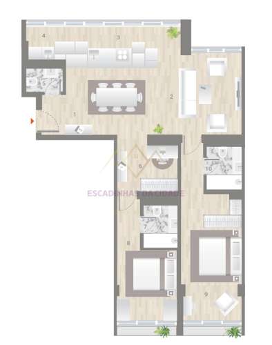 T2+1 em Empreendimento de luxo com vista rooftop e piscina