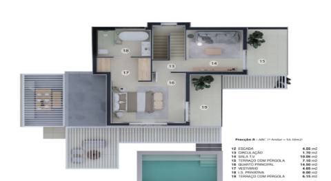 Elegante moradia T2+1 de 2 pisos e piscina privada , Golfe - em construção pronta em Abril 2026