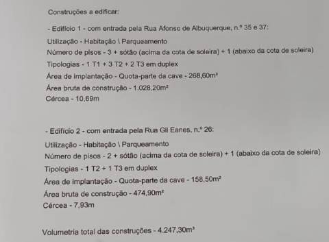 | Terreno Urbano | Projeto Aprovado para 8 apartamentos | Licenças a Pagamento |