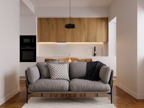 Apartamento T2 com varanda e vista de Rio - totalmente renovado