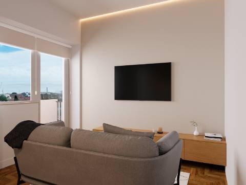 Apartamento T2 com varanda e vista de Rio - totalmente renovado