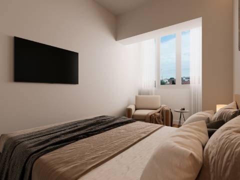 Apartamento T2 com varanda e vista de Rio - totalmente renovado