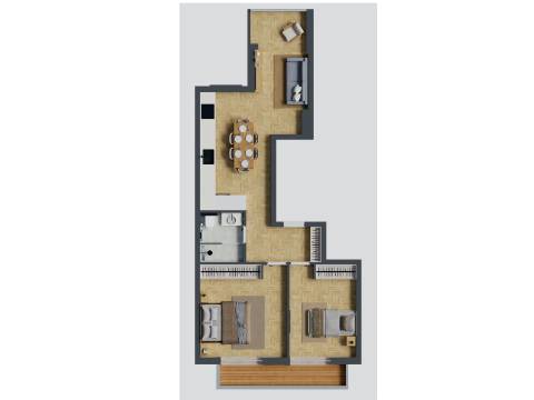 Apartamento T2 de charme, com varanda e deslumbrante vista de rio em São Vicente