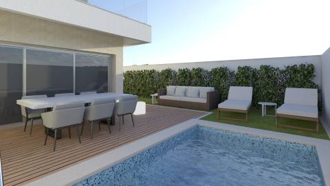 MORADIA T4 GEMINADA ARQUITETURA CONTEMPORÂNEA COM PISCINA - FERNÃO FERRO