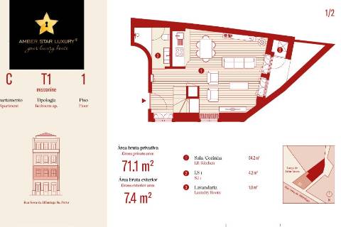 Apartamento T1+1 no Centro Histórico do Porto