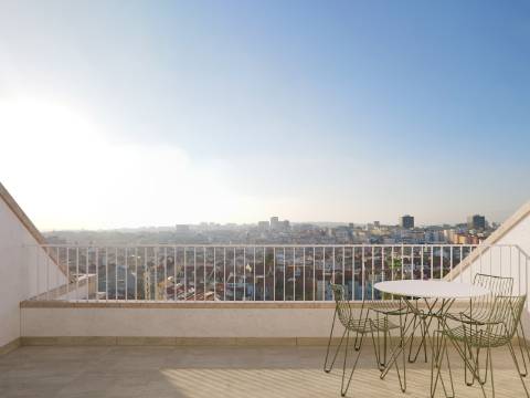 Apartamento com vista num condomínio com Jardim e piscina Arroios