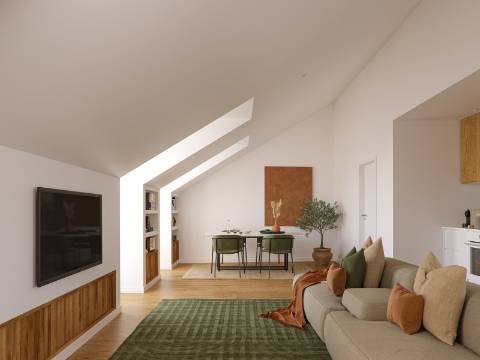 Apartamento com vista num condomínio com Jardim e piscina Arroios