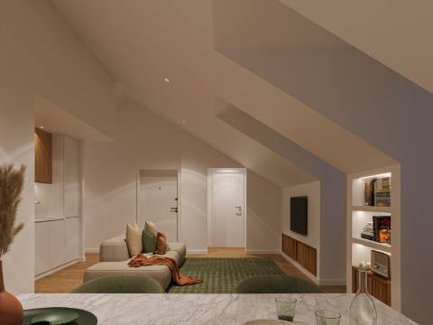 Apartamento com vista num condomínio com Jardim e piscina Arroios