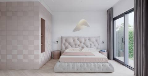 Apartamento T2 moderno com jardim privativo, sol e piscina.