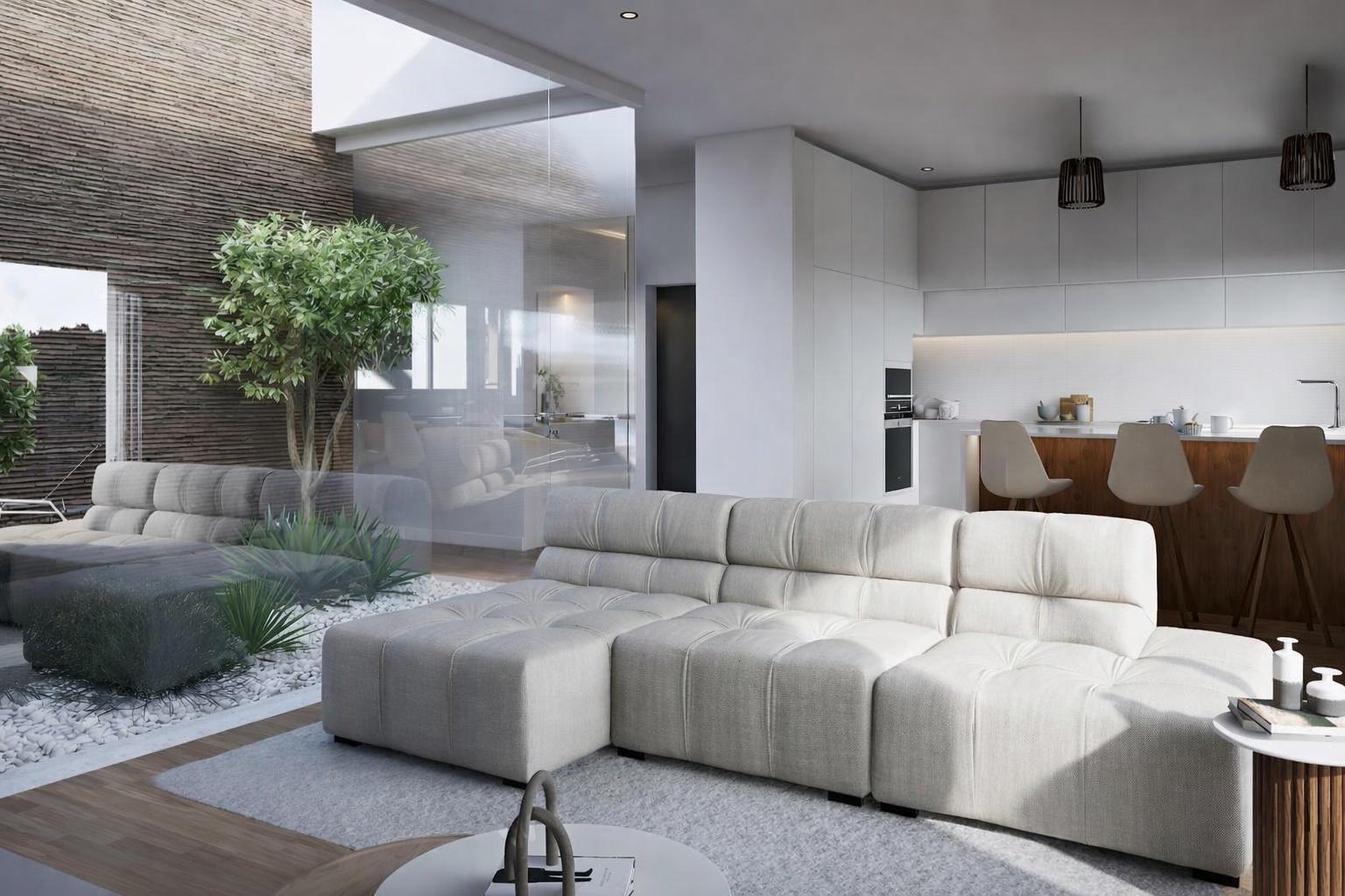 Moradia T4 térrea contemporânea com piscina privada, suite com closet e garagem