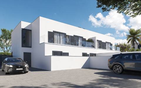 Lote urbano com 750 m² e projeto aprovado para conjunto habitacional contemporâneo de 4 unidades T3 em zona residencial de Évora