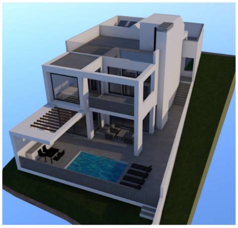 terreno com projeto aprovado para moradia geminada V3com piscina