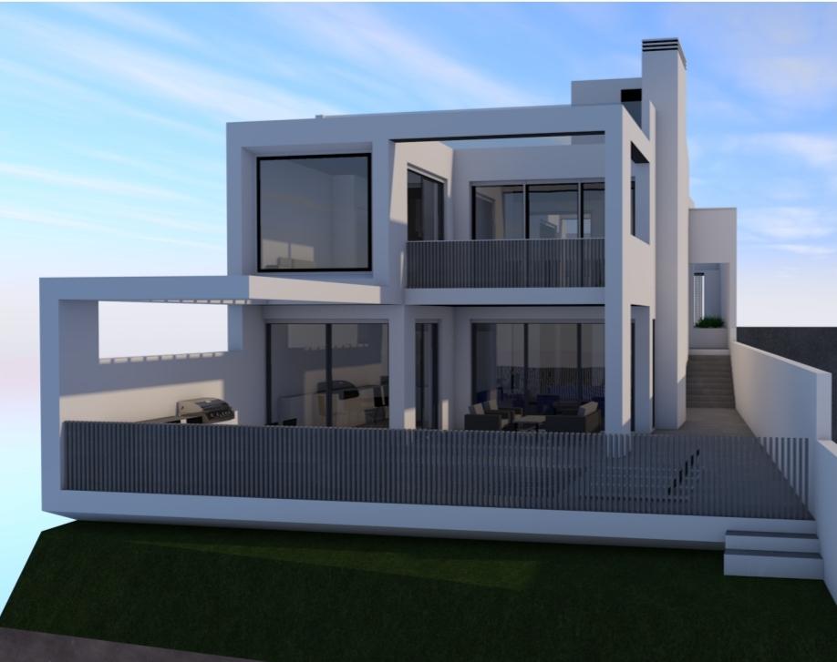 terreno com projeto aprovado para moradia geminada V3com piscina